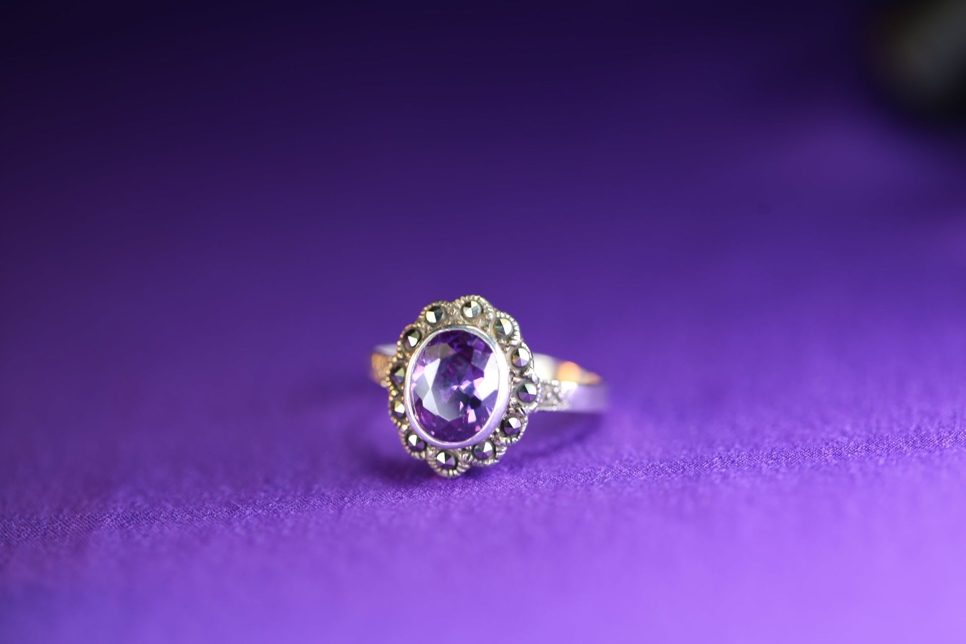 Amethst Markasit Ring Flower - The Love Witch