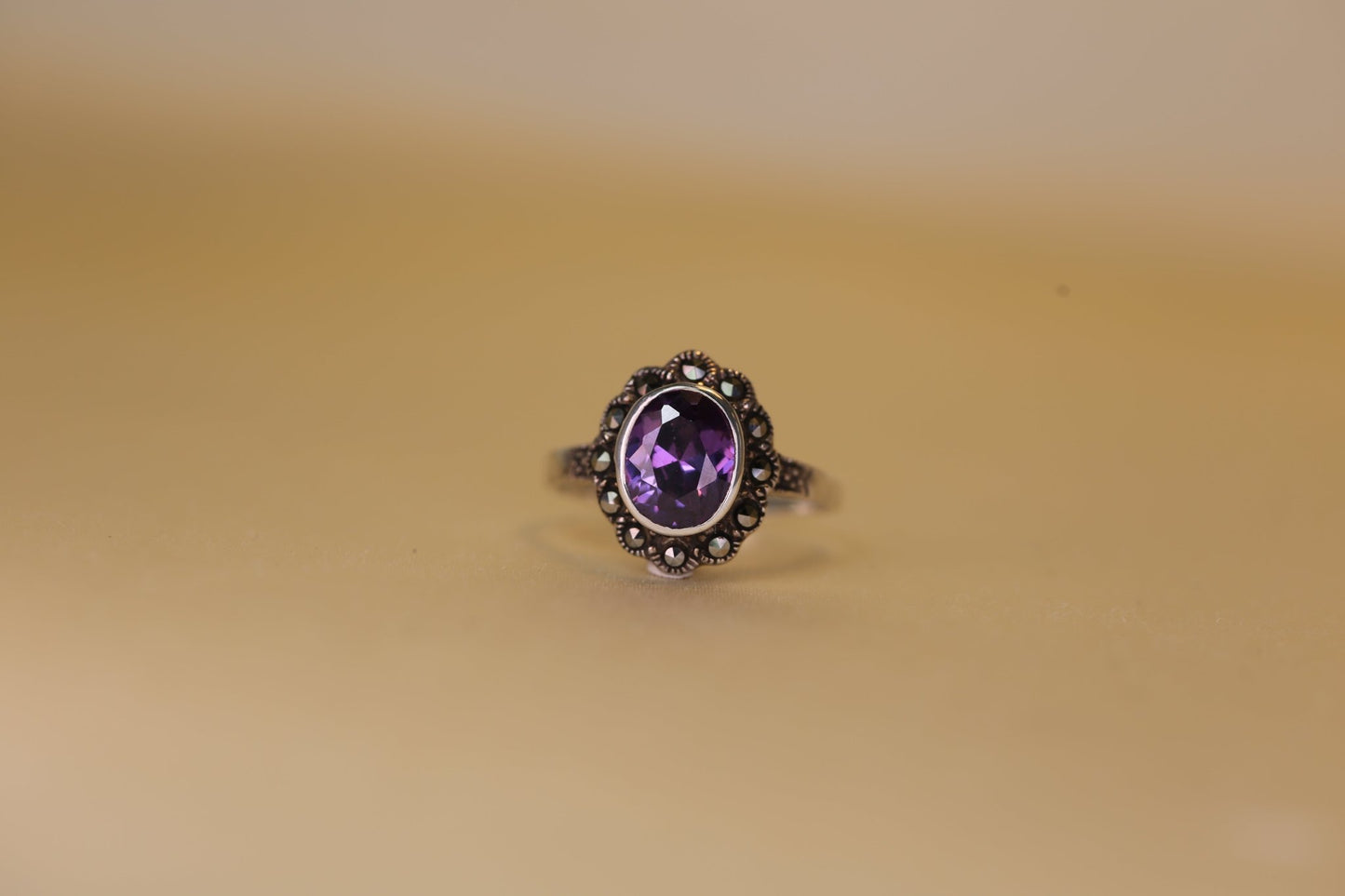 Amethst Markasit Ring Flower - The Love Witch