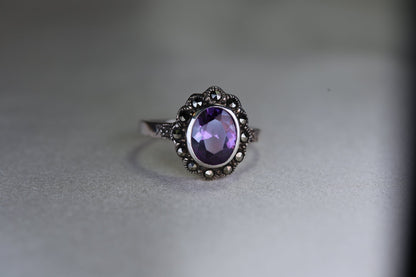 Amethst Markasit Ring Flower - The Love Witch