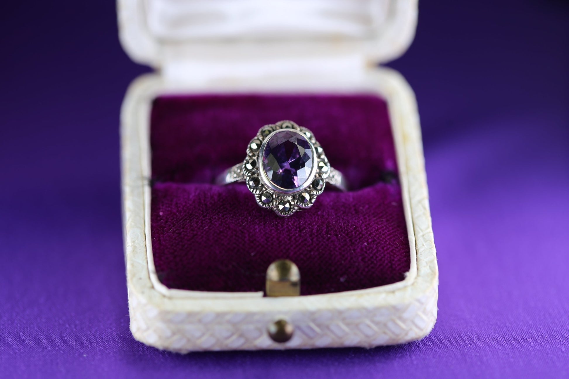 Amethst Markasit Ring Flower - The Love Witch