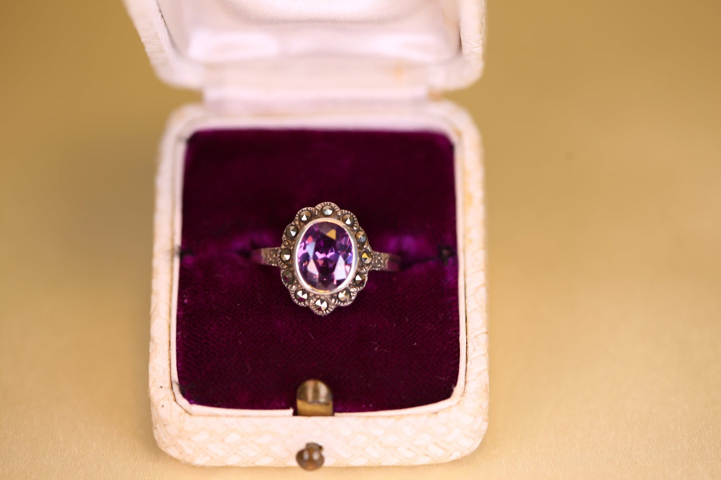 Amethst Markasit Ring Flower - The Love Witch