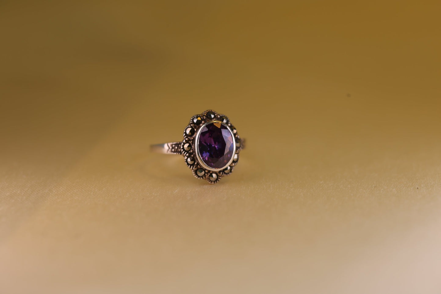 Amethst Markasit Ring Flower - The Love Witch