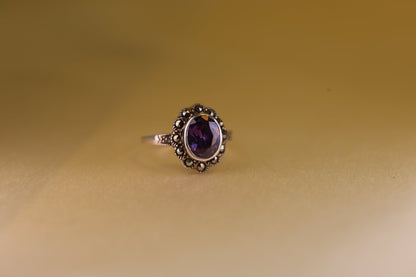 Amethst Markasit Ring Flower - The Love Witch