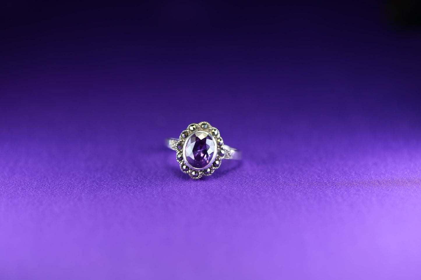 Amethst Markasit Ring Flower - The Love Witch