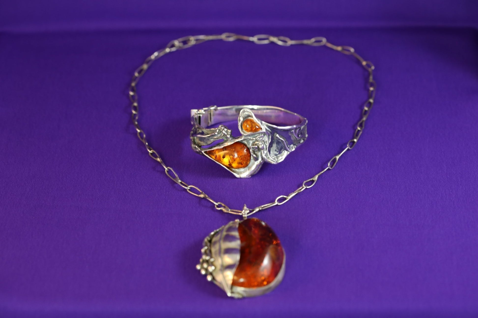 Set - Bernstein Silber Kette und Armband - The Love Witch